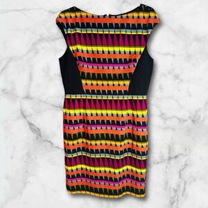 Signature London Womens Sheath Dress Geometric Bodycon Sleeveless Size 12